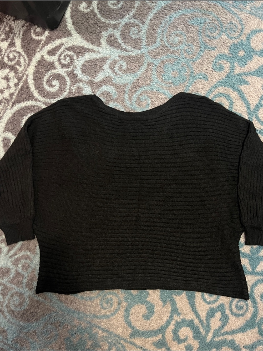 SHEIN Black Ribbed Cropped Knit Sweater - Picture 1 of 3